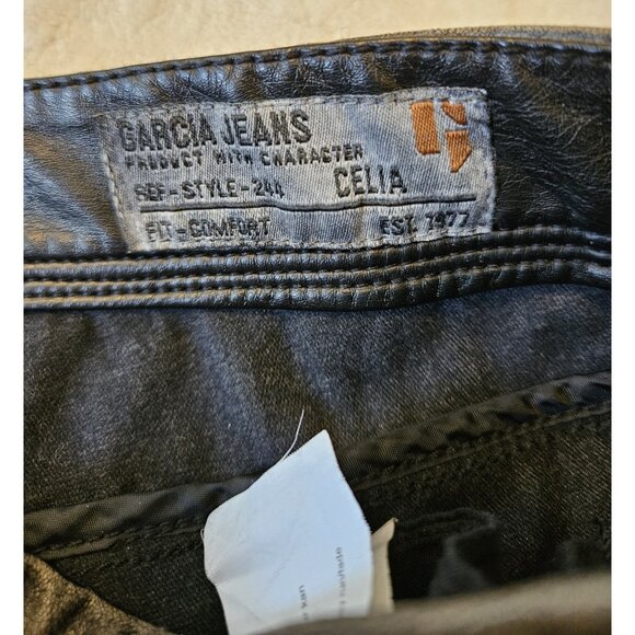 Garcia Women's Jeans Fake Leather Ref-style 244 Celia Size 27 Brown Comfort Fit - Picture 5 of 10